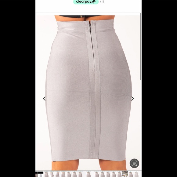 MyBandageDress Silver Bandage Pencil Skirt | Sz M - Picture 2 of 5